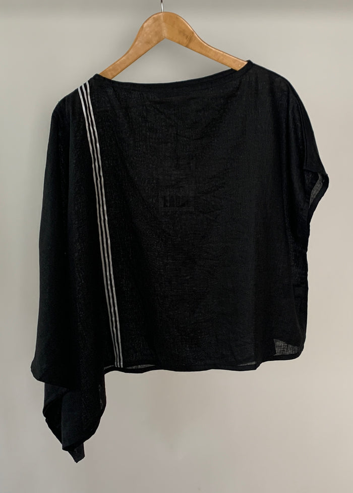 Muswell Top Black with Stripes