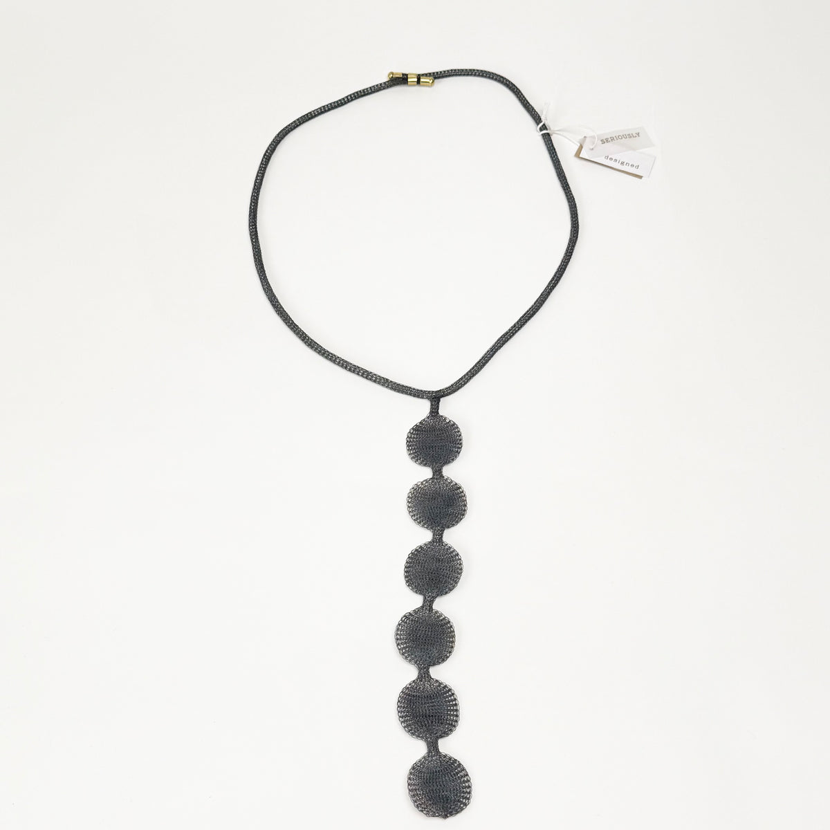 Long Circle 6 Drop Necklace, Oxidised