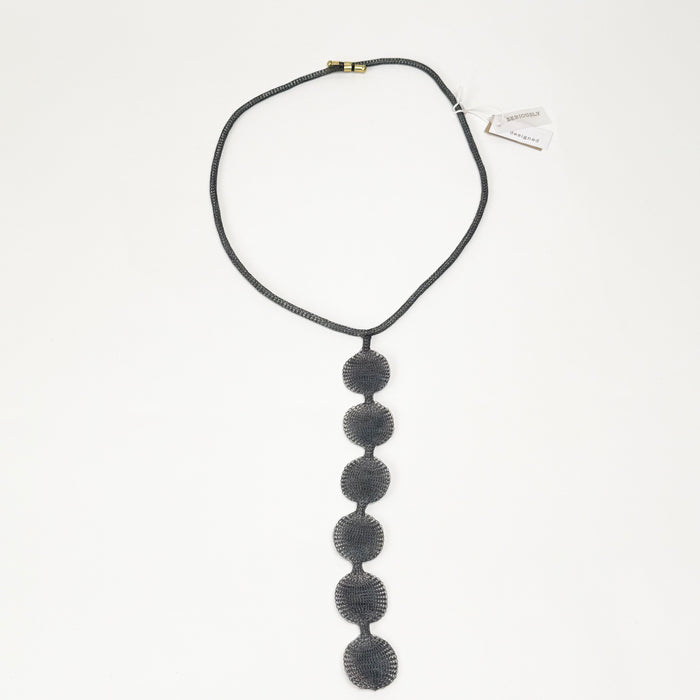 Long Circle 6 Drop Necklace, Oxidised
