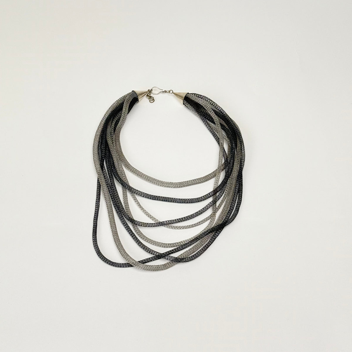 Multitrand Collar Necklace, Stainless/Silver