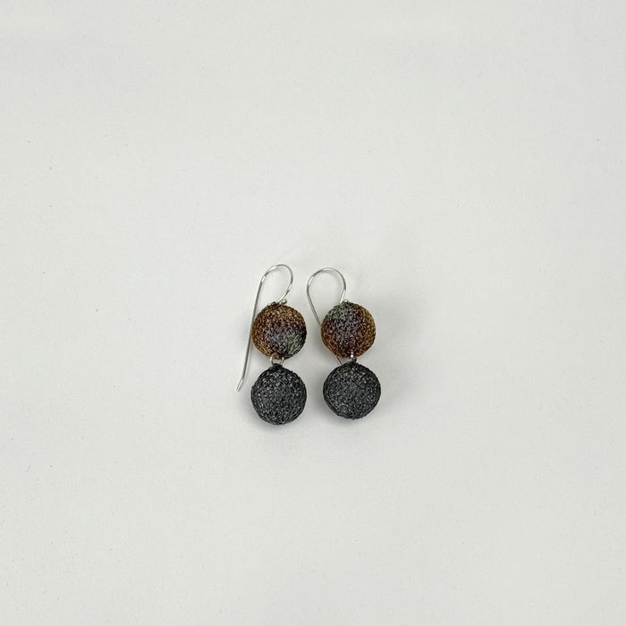 Twin Ball Medium Earrings, Rainbow/Oxidised