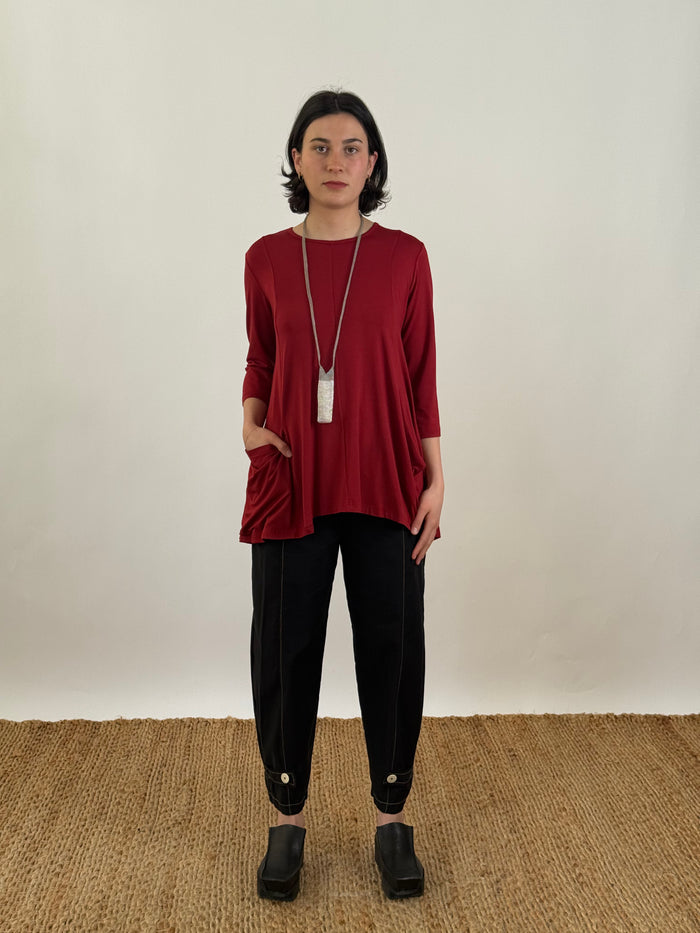 Jesse Brick Red 3/4 Sleeve Tunic