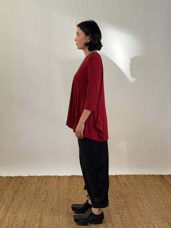 Jesse Brick Red 3/4 Sleeve Tunic