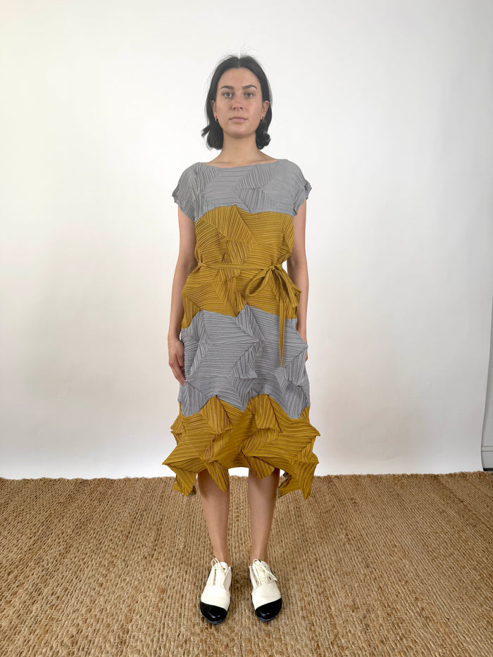 Kamon Mustard & Grey Dress