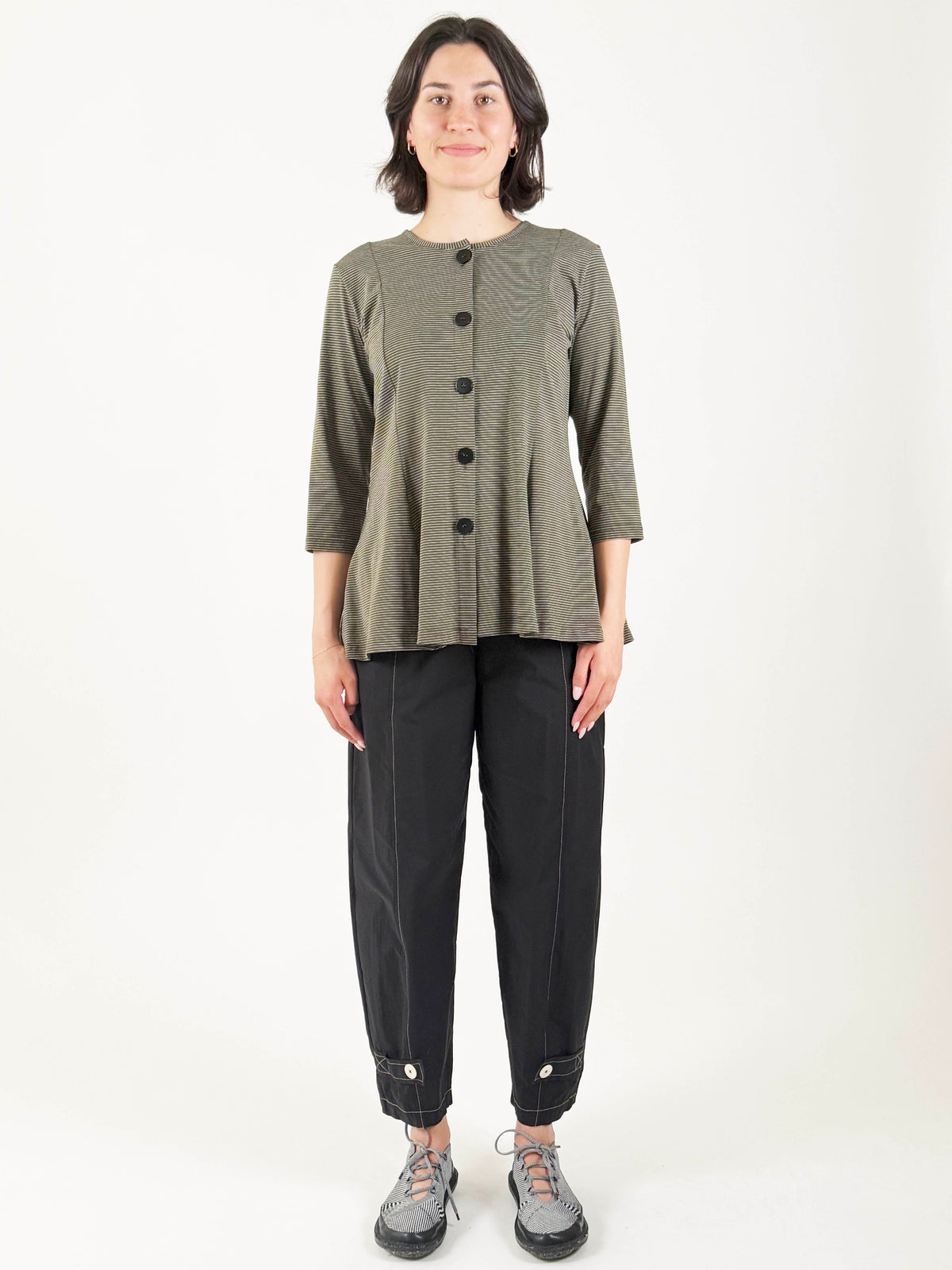 Becca Khaki Stripe Cardigan