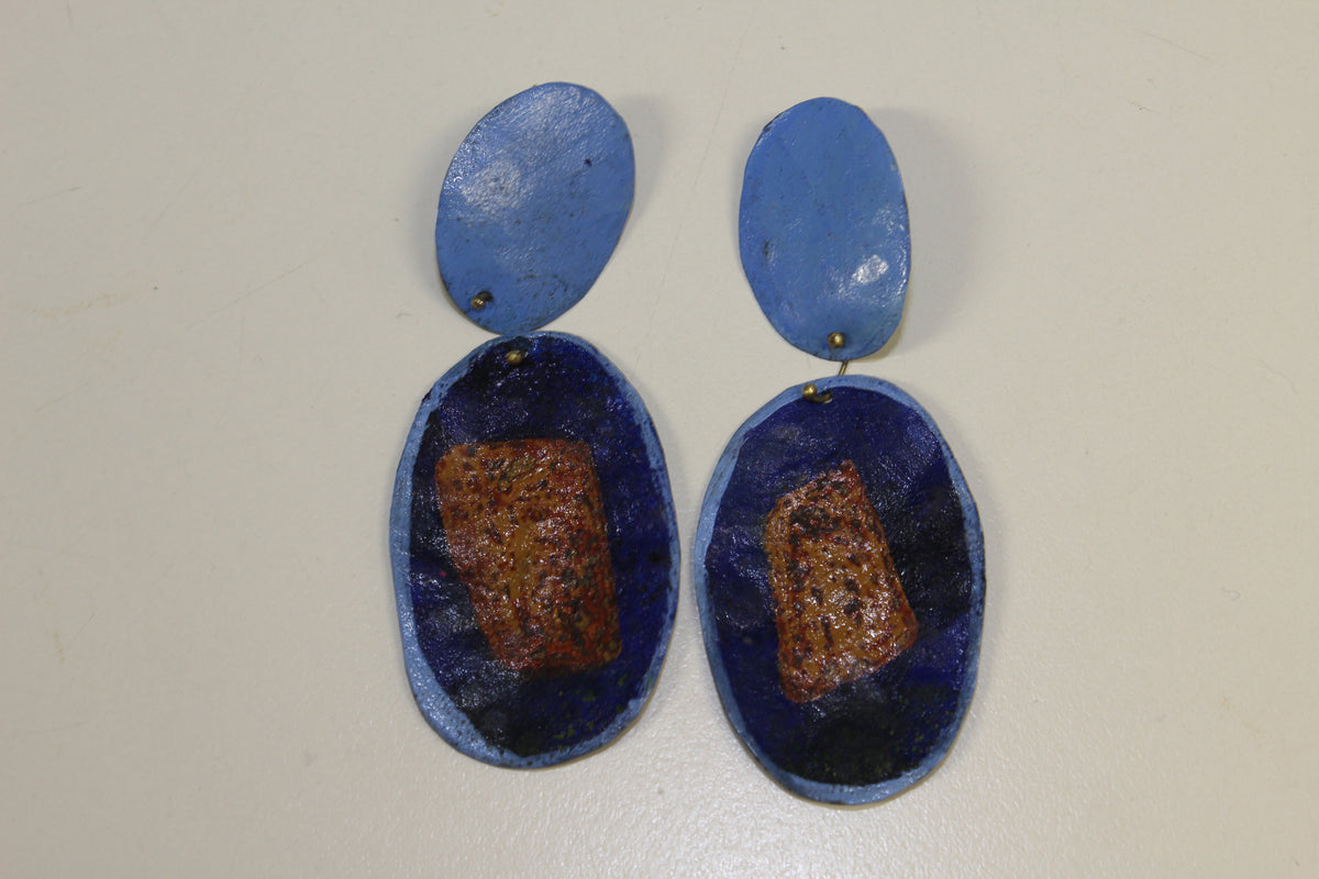HD184 Cobalt oval earrings