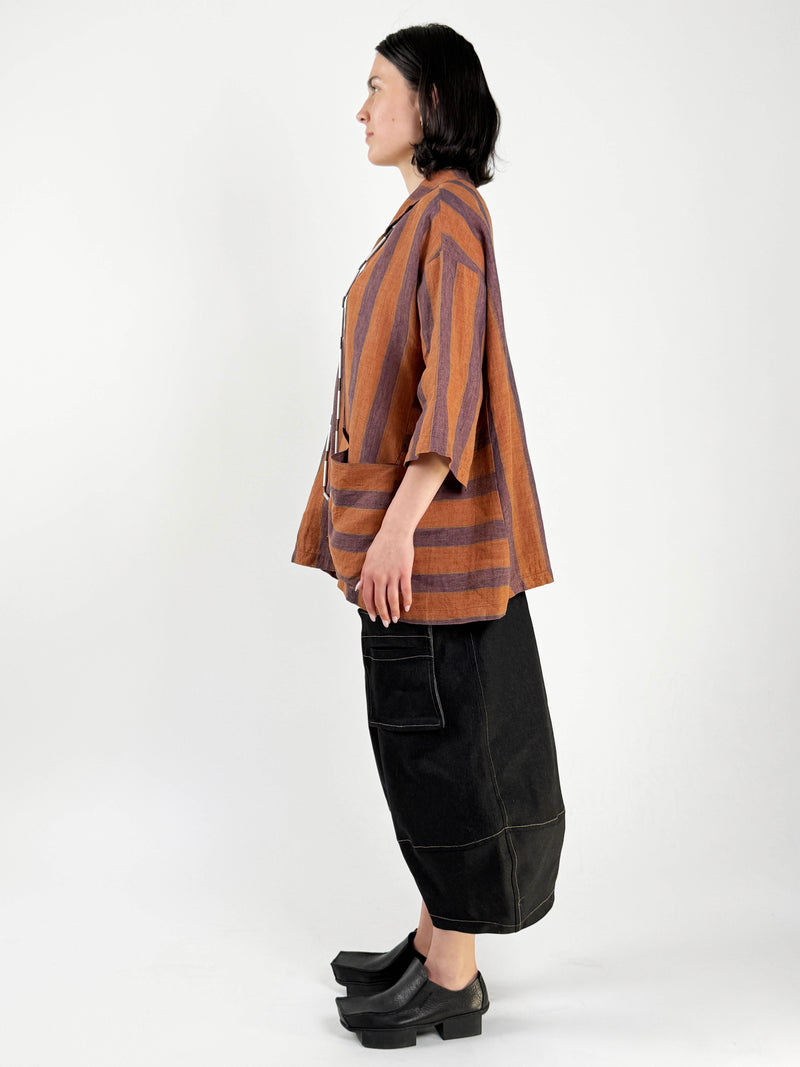 Staci Orange & Shiraz Stripe Top