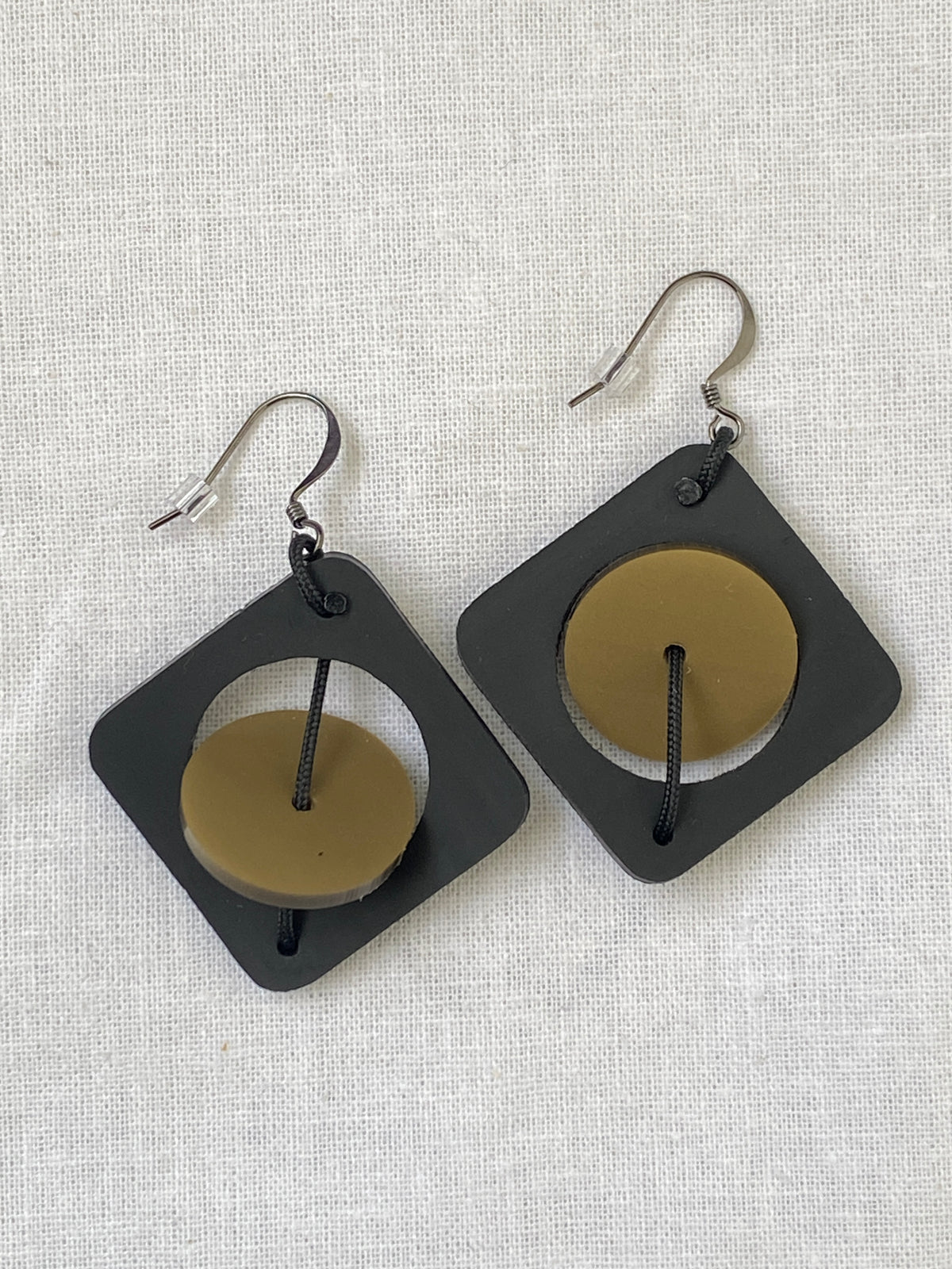 RG135 - Bronze single Leather Disc Earrings