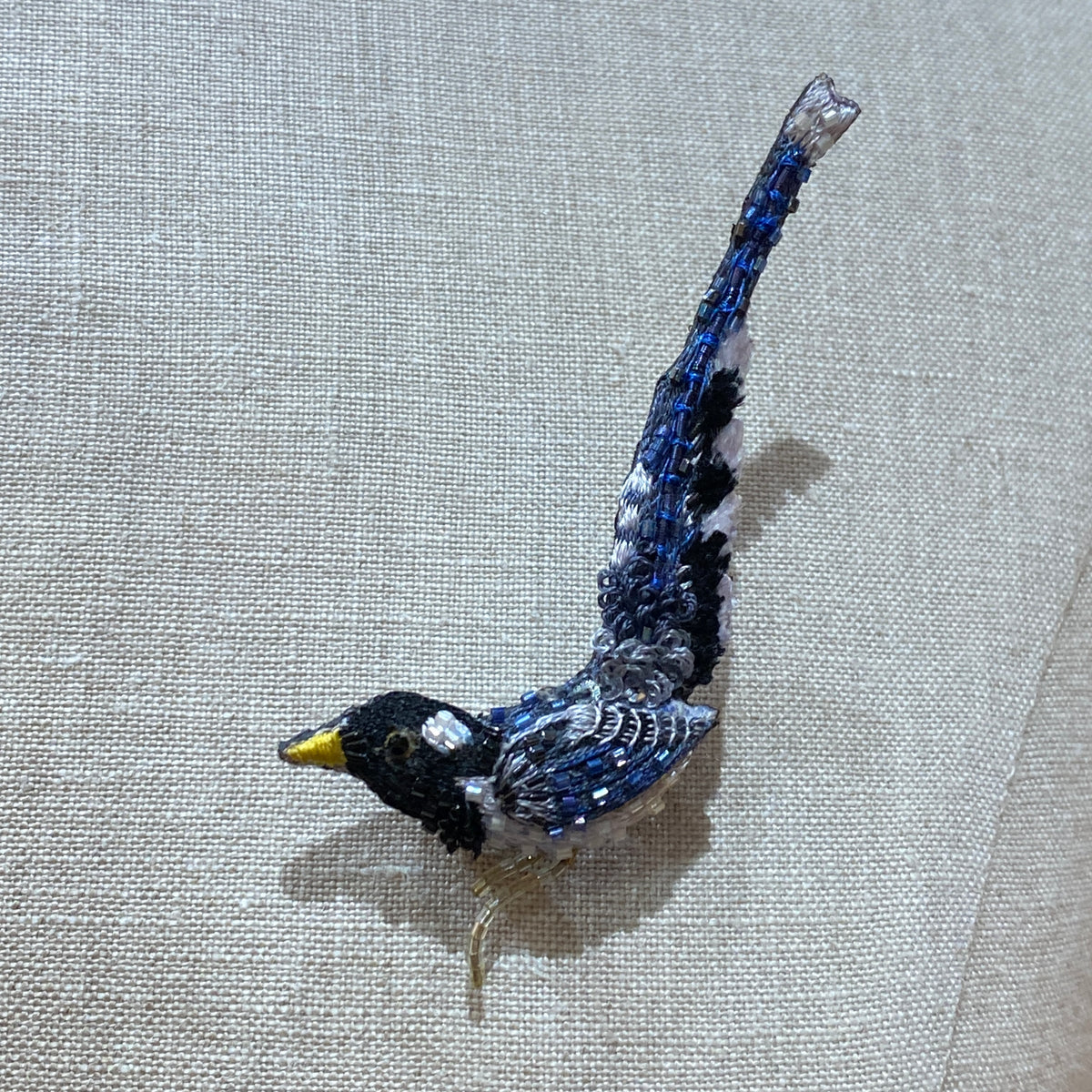 Blue Magpie Brooch