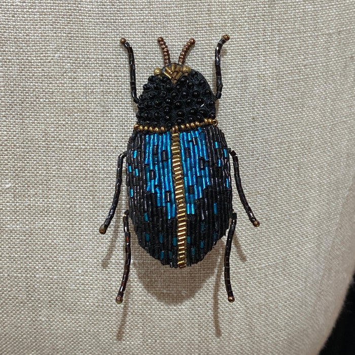 Electric Blue Beetle Brooch