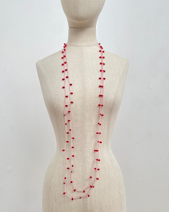 RG-76 - Pink Cord Red Necklace