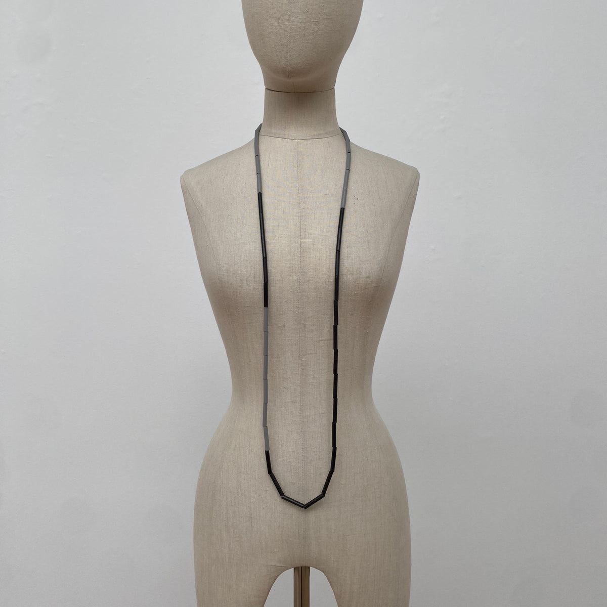 JC510 - Bi Colour Tube Necklace - Black / Concrete