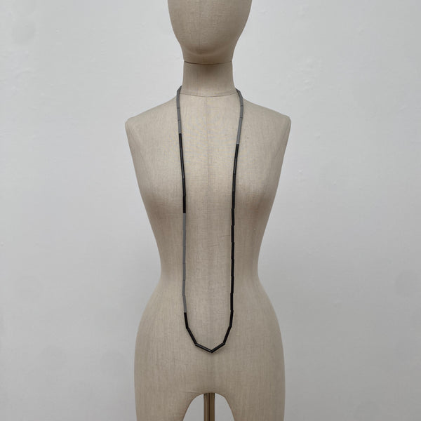 JC510 - Bi Colour Tube Necklace - Black / Concrete