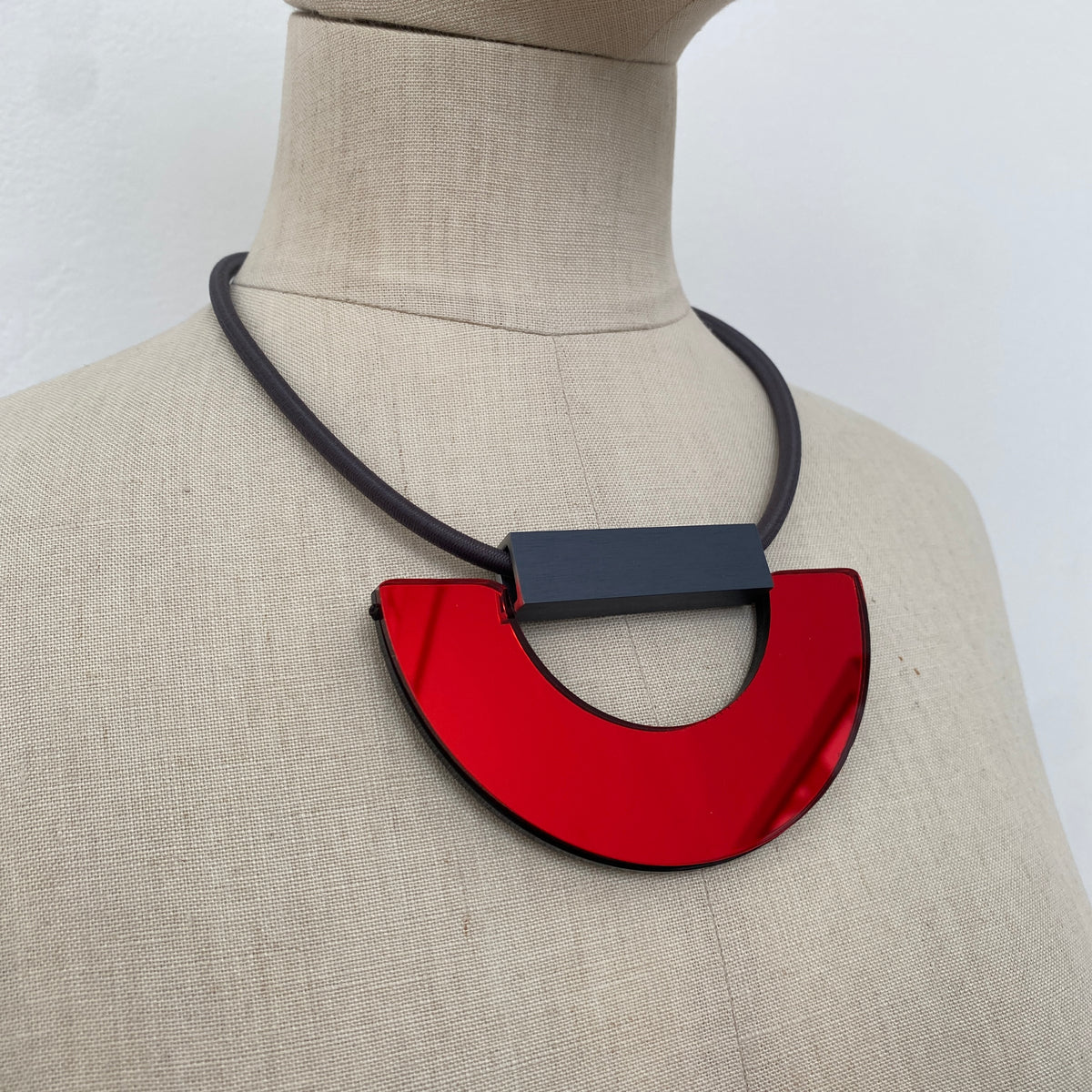 CB465 - Half Moon Necklace in Red