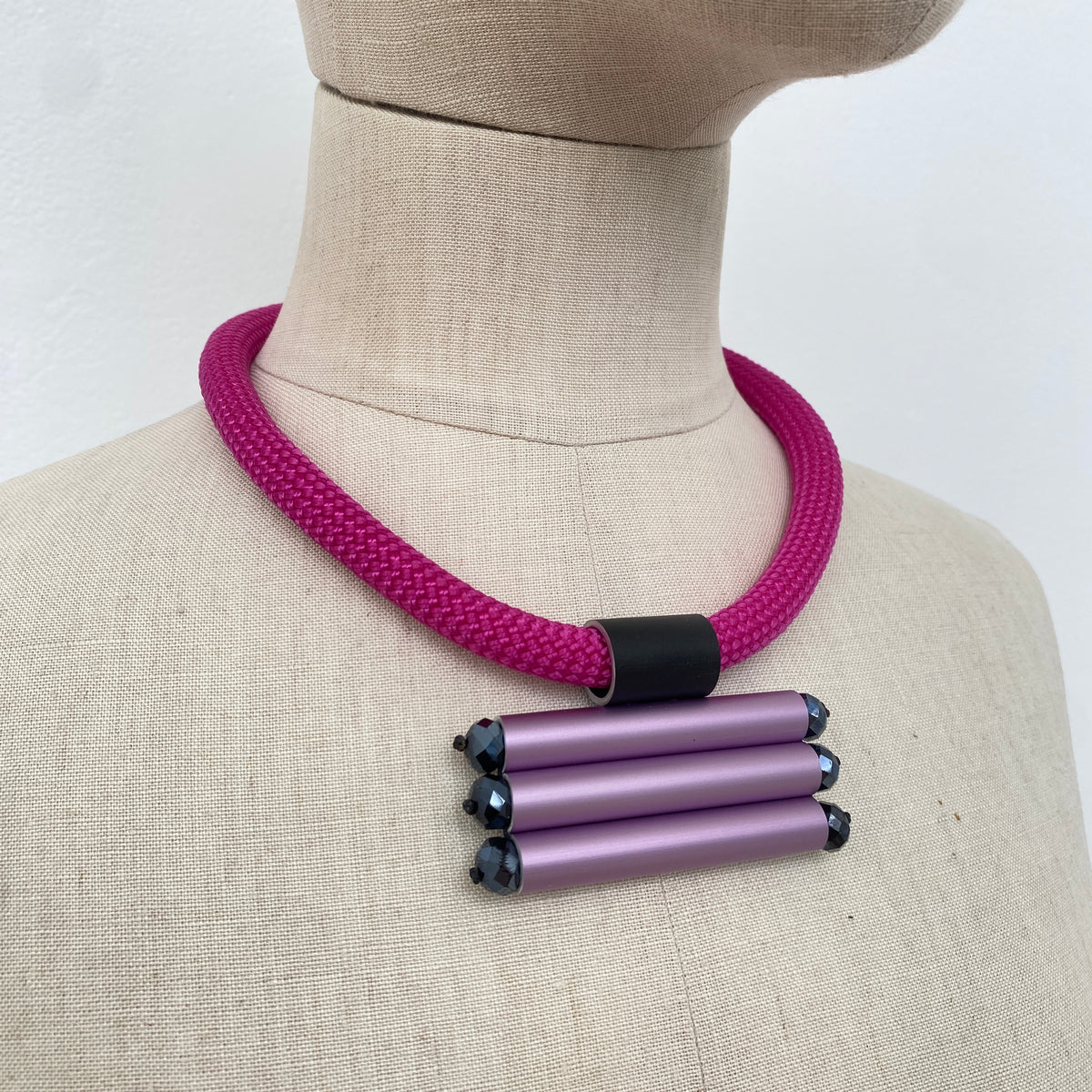 CB477 - Triple Tube Necklace in Pink