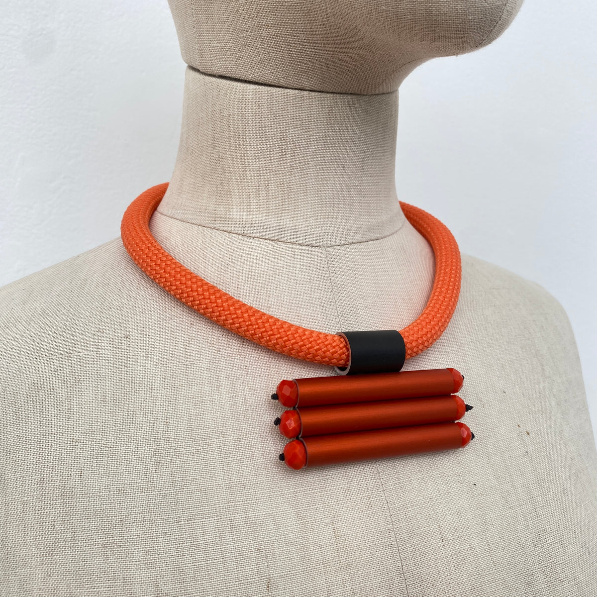 CB477 - Triple Tube Necklace in Orange