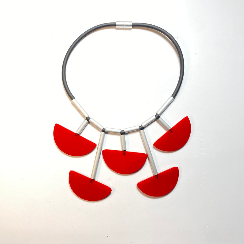 CB372 - Half Moon Necklace in Red