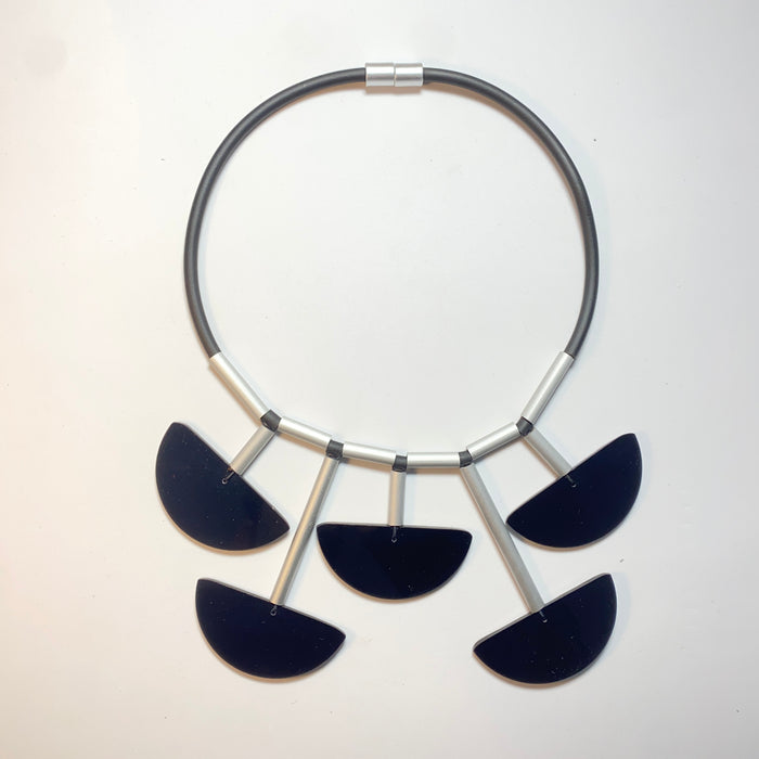 CB372- Half Moon Necklace in Black