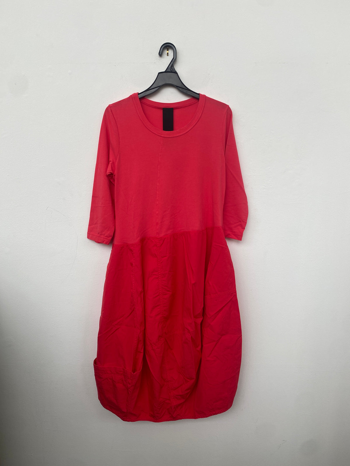 RBS23-3310907 Spliced 3/4 Sleeve Dress in Cherry