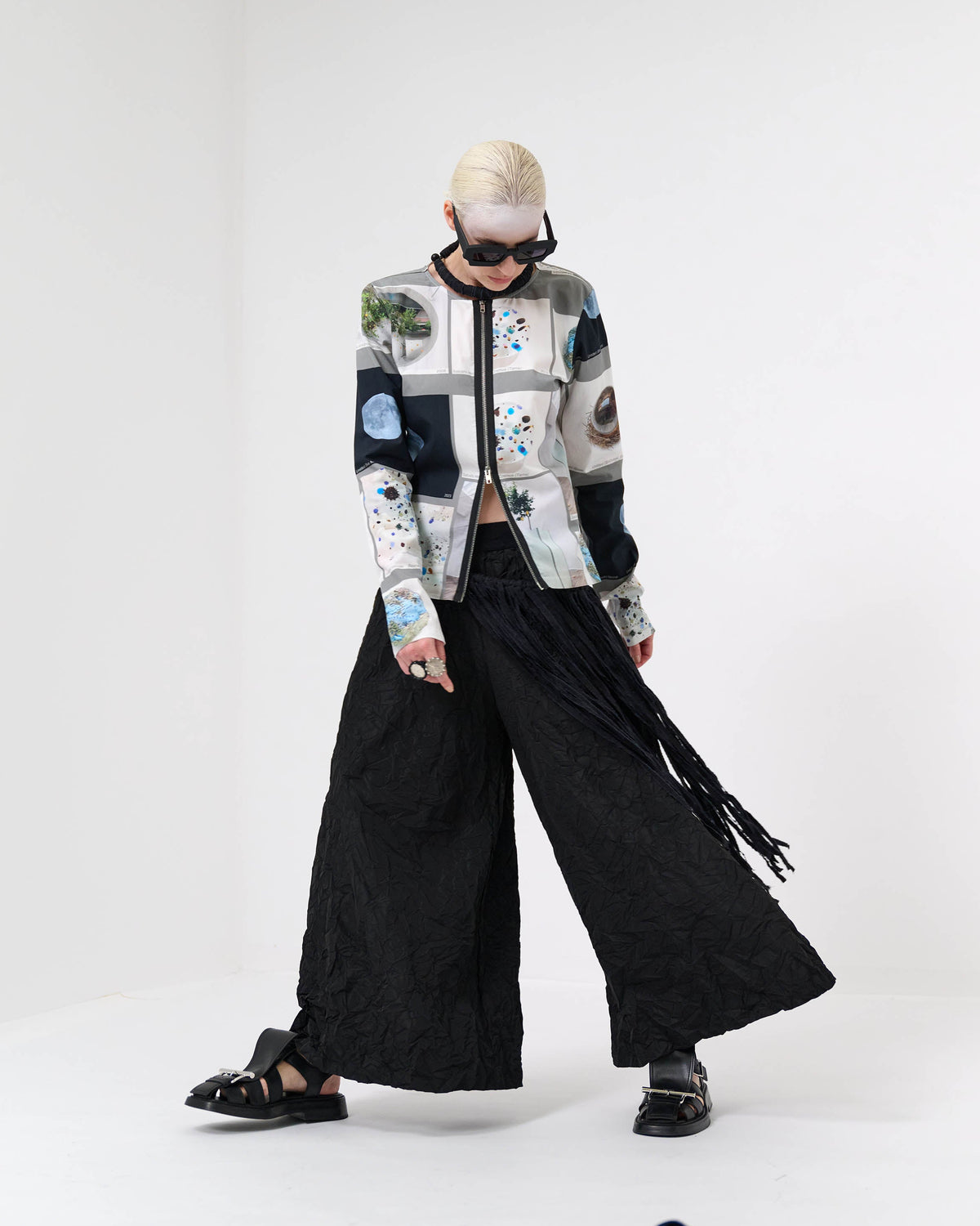 Zip Front Print Shirt