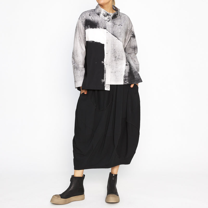 MU231-402 Assym Shirt in Mono Print