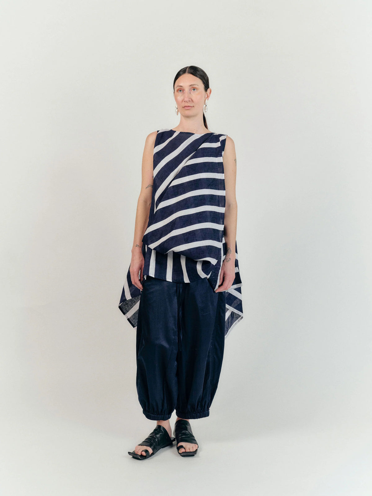 Batan Tunic Navy & White Stripe