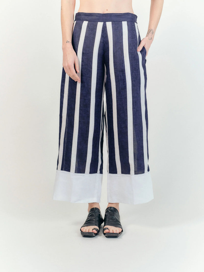 Leeton Pant Navy & White Stripe