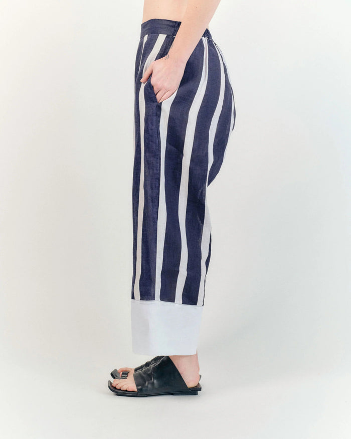 Leeton Pant Navy & White Stripe