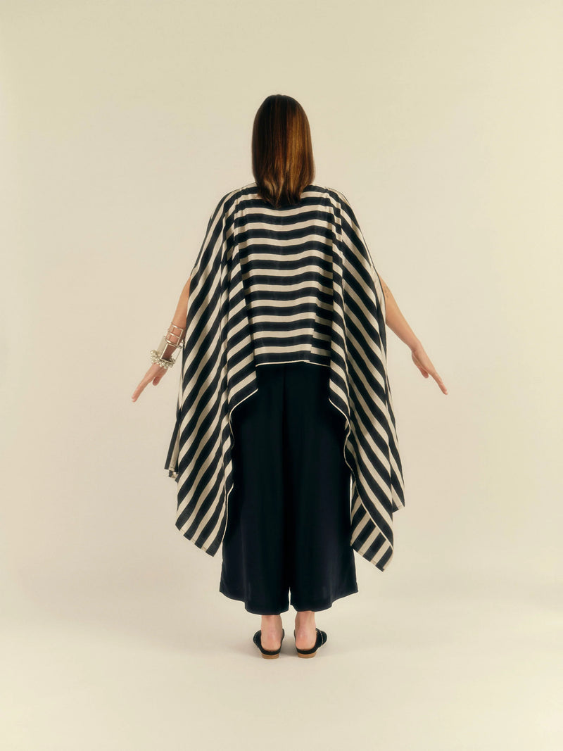 Toland Black & White Striped Top