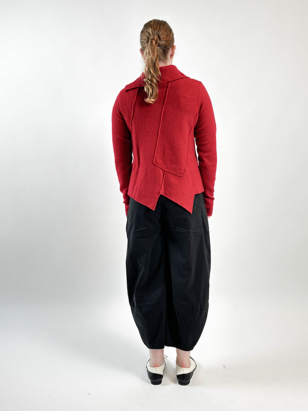 332 7104 Assym Cardigan in Rose