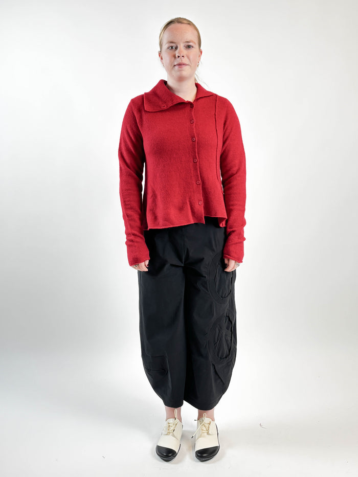 332 7104 Assym Cardigan in Rose