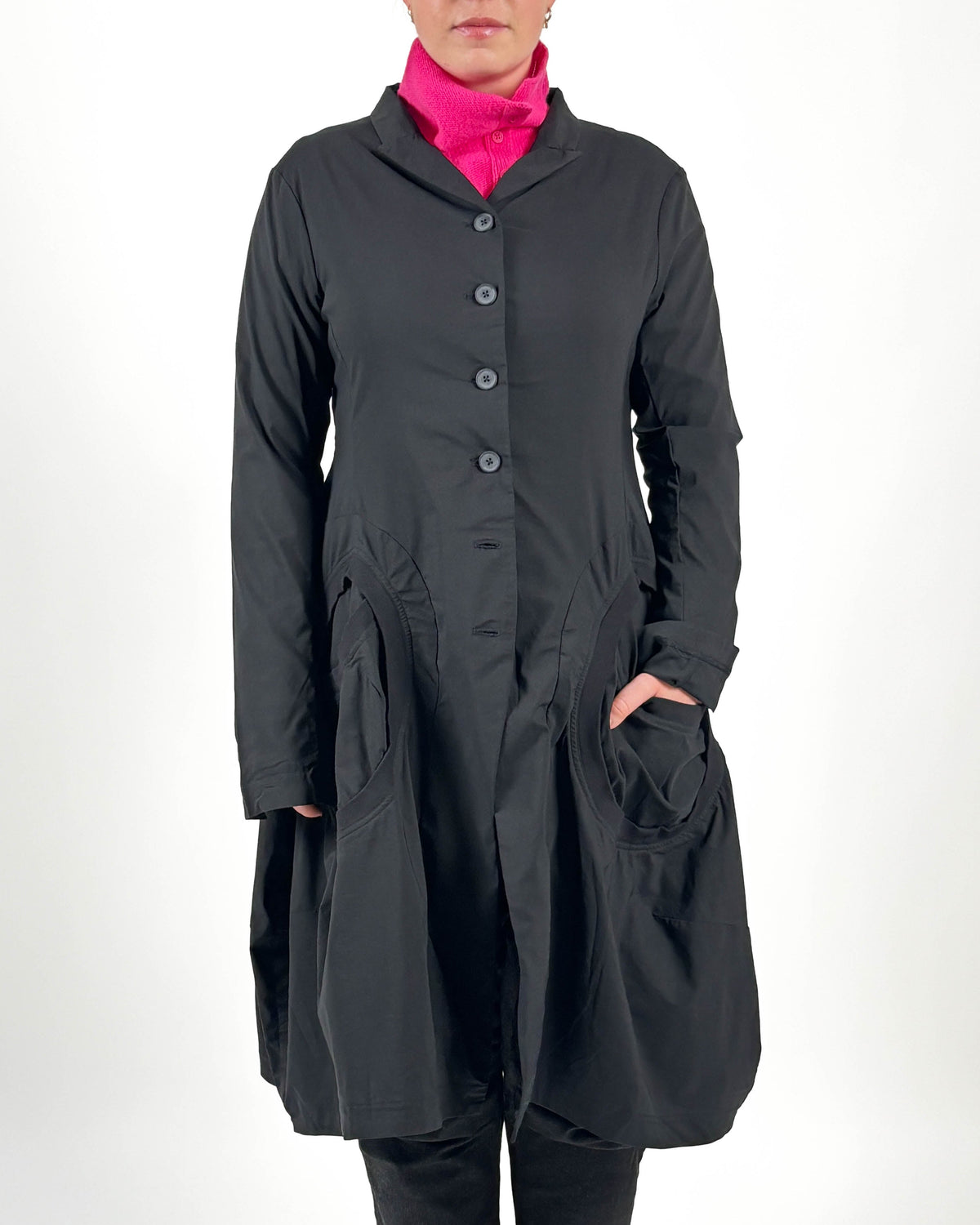 363 1213 Black Pocket Coat