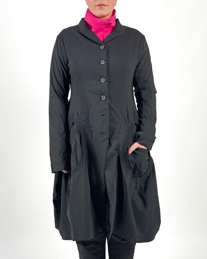 363 1213 Black Pocket Coat