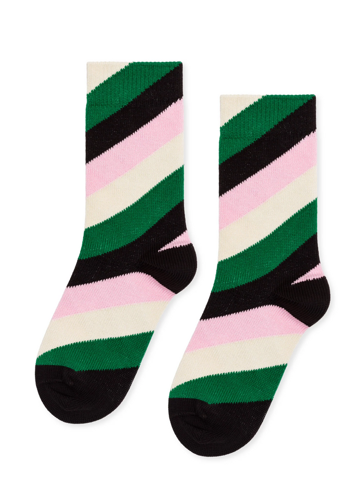 Neapolitan Stripe Crew Sock - Green