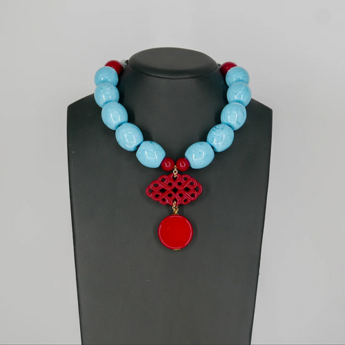 Sage Ciel & Red Necklace