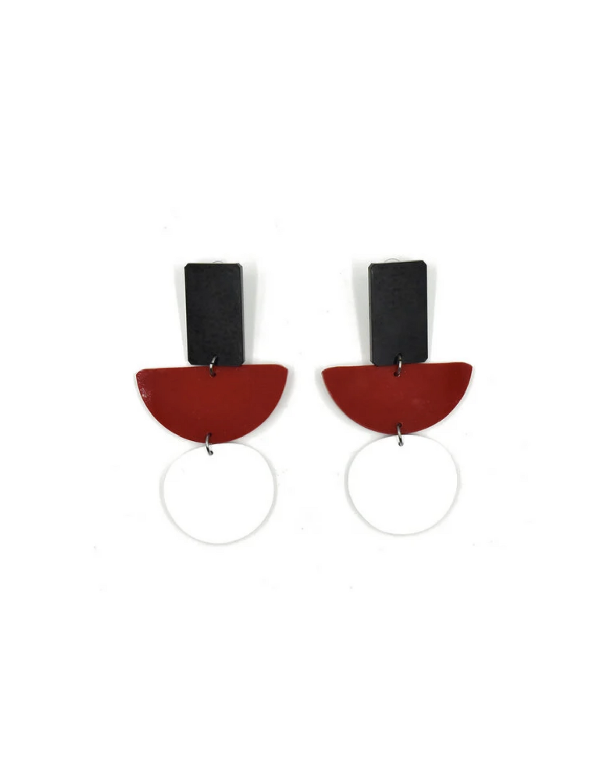 CB456 - Half Moon earrings in White and Red