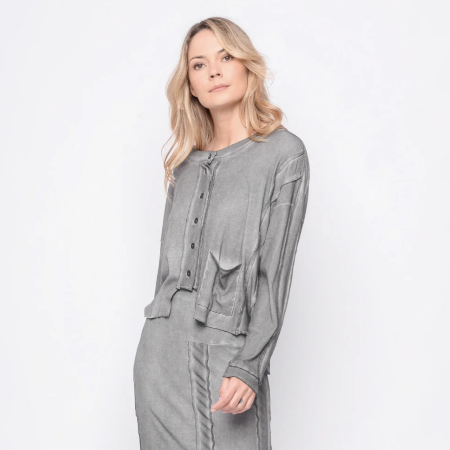 Short Cardi Our Future Is Only Seconds Away- Pebble