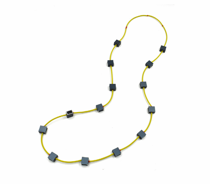 CB468 Segment Squares Necklace - Grey Mustard