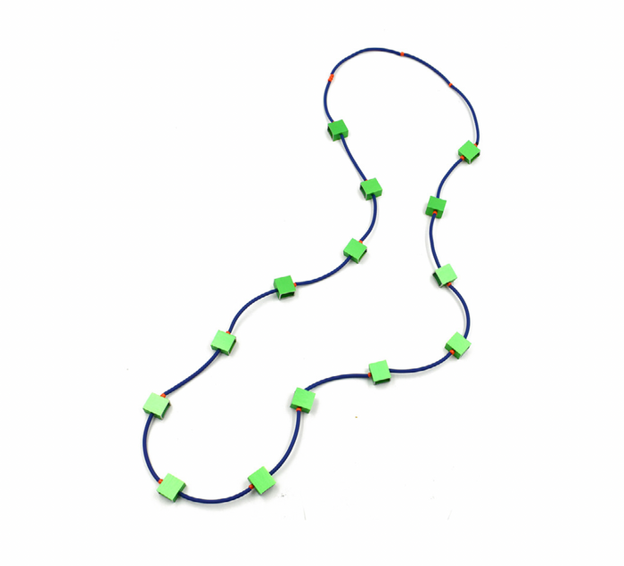 CB468 Segment Squares Necklace - Green & Blue