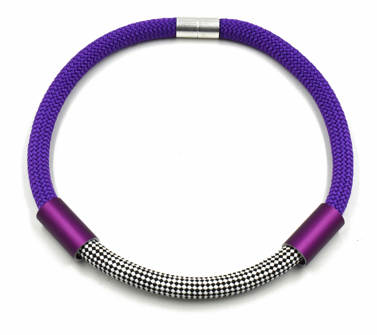 CB64 - Tube Rope Necklace in Purple Grid