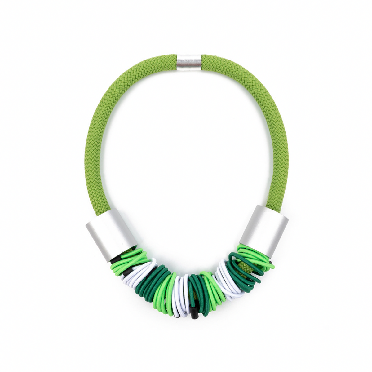 CB398 - Multi Ring Necklace in GreenMix