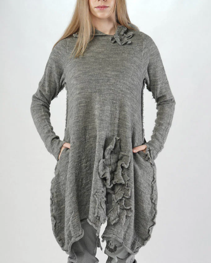 389 7007 Dark Grey Knitted Tunic Dress