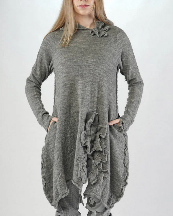 389 7007 Dark Grey Knitted Tunic Dress