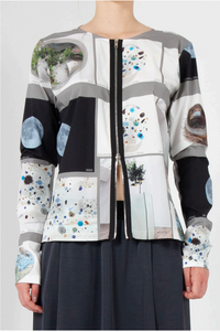 Zip Front Print Shirt