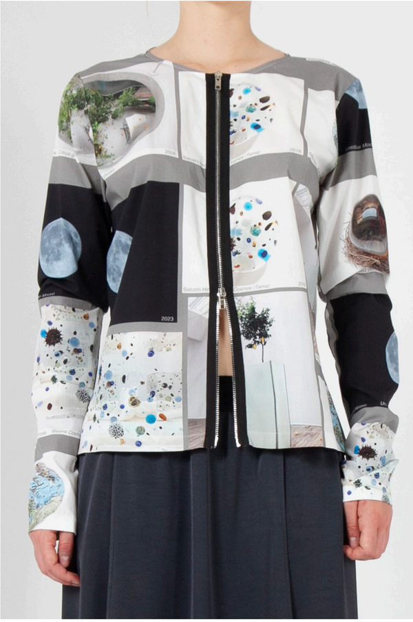 Zip Front Print Shirt