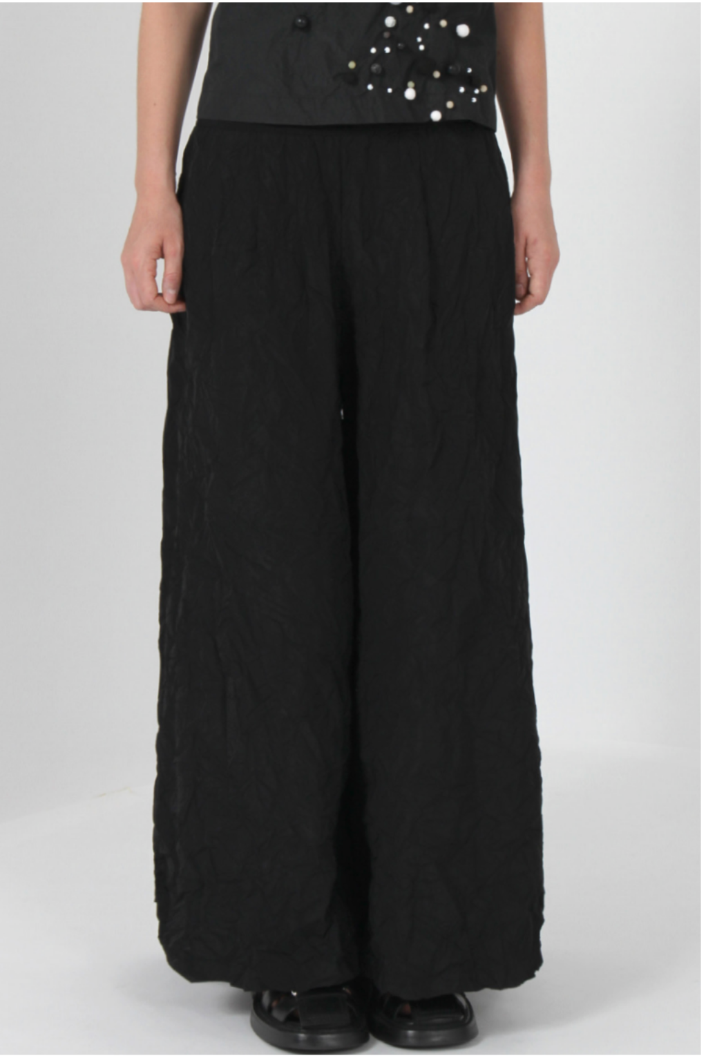 Super Wide Black Taffeta Pant