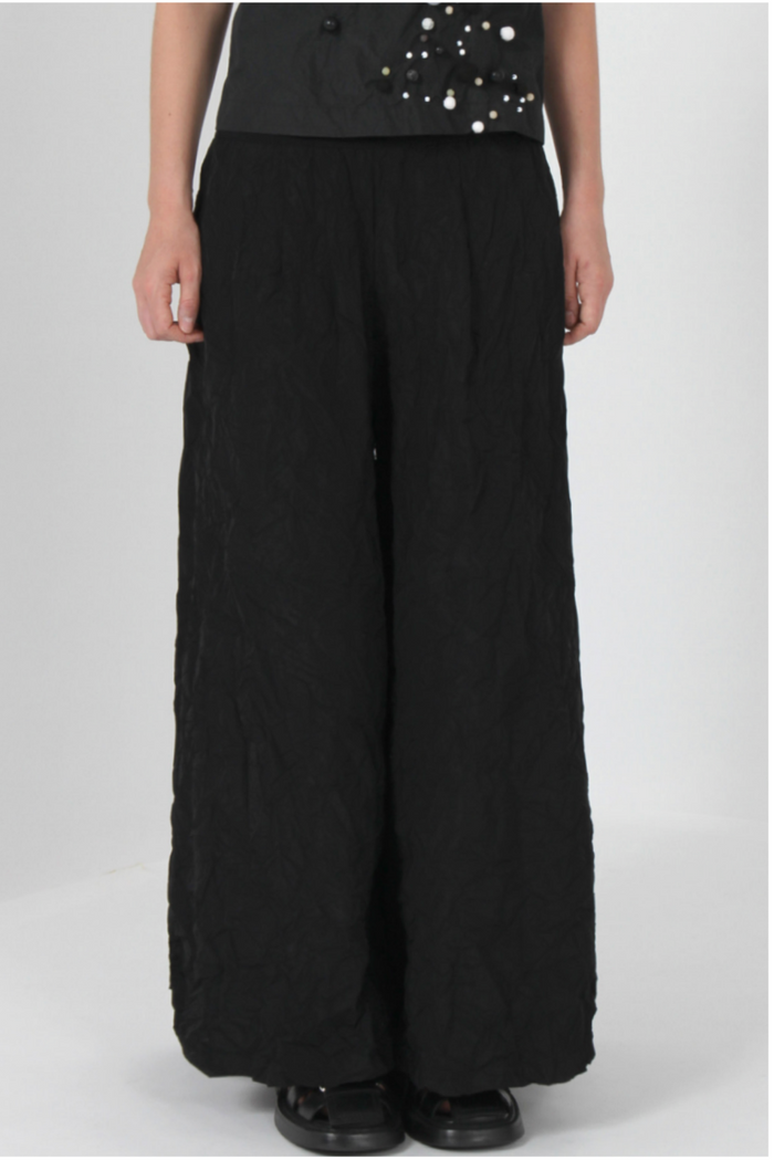Super Wide Black Taffeta Pant