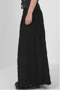 Super Wide Black Taffeta Pant
