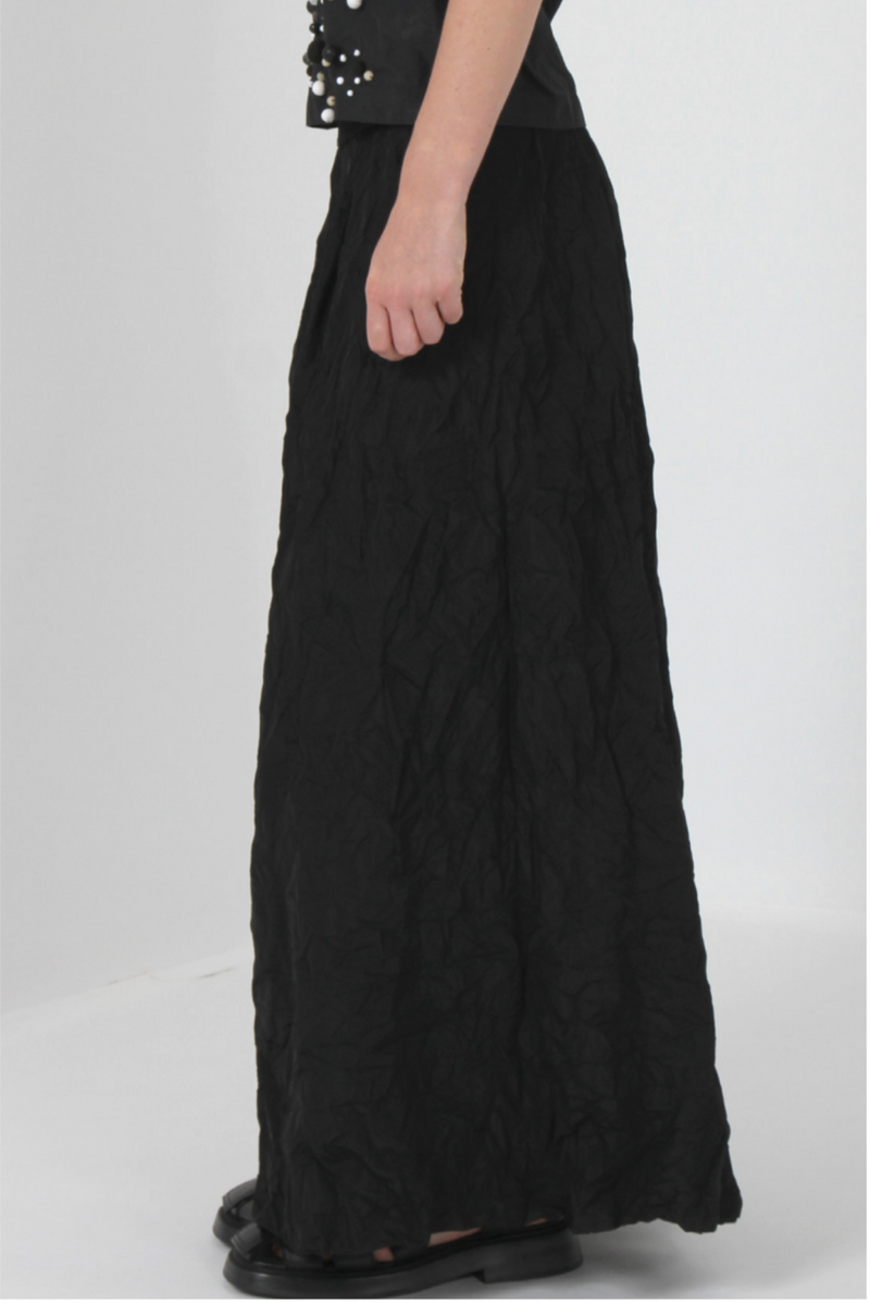 Super Wide Black Taffeta Pant