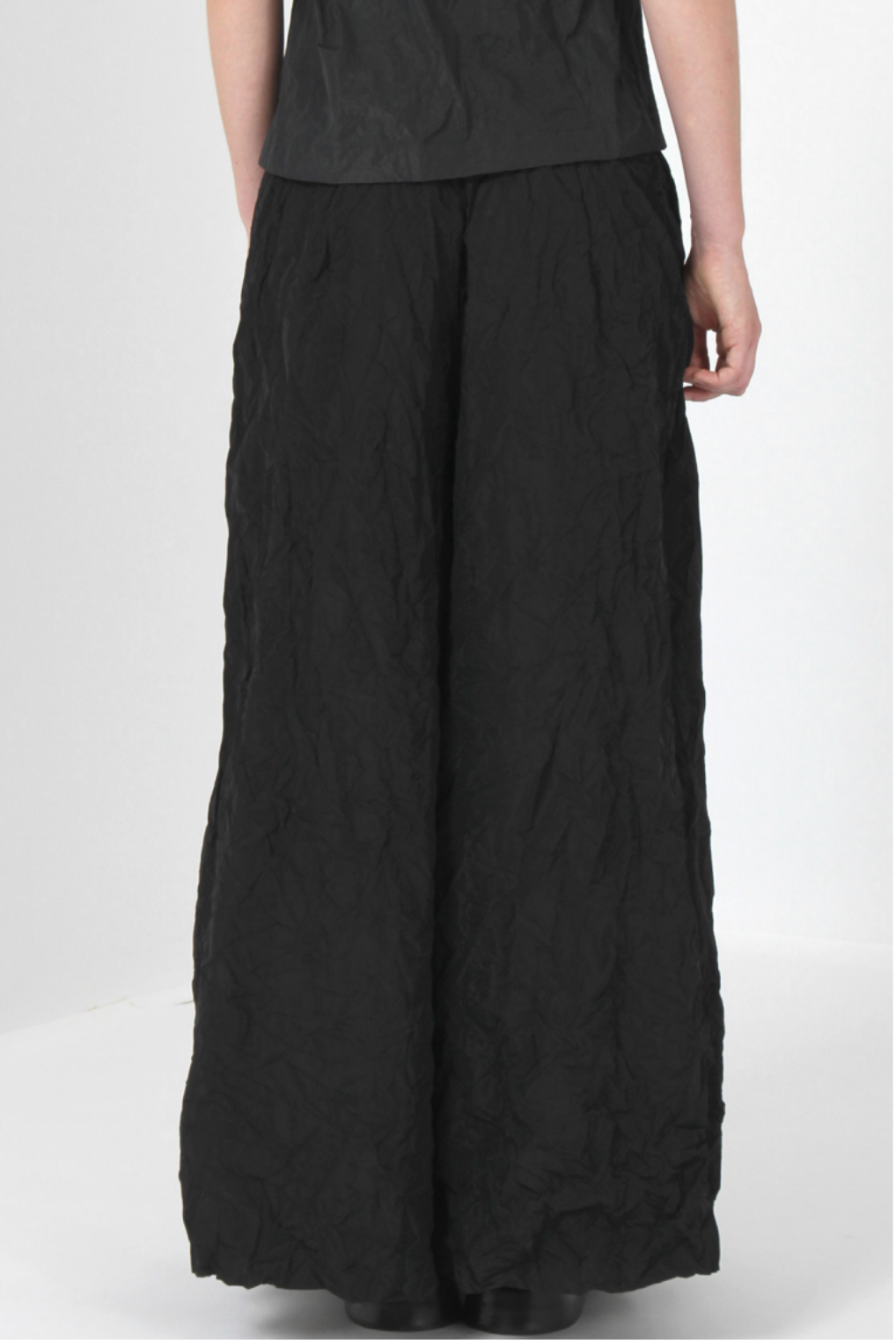 Super Wide Black Taffeta Pant